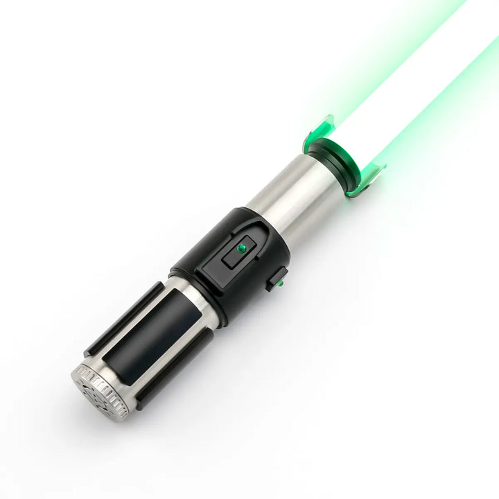 Yoda Lightsaber glows against white background