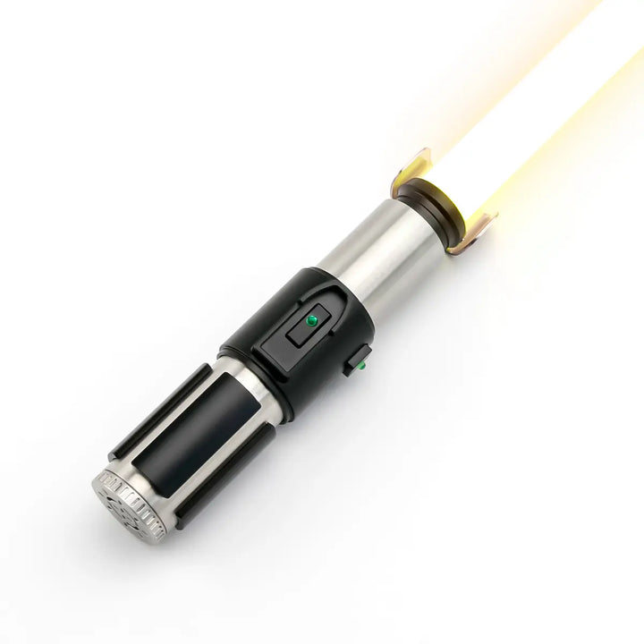 Yoda Lightsaber glows against white background