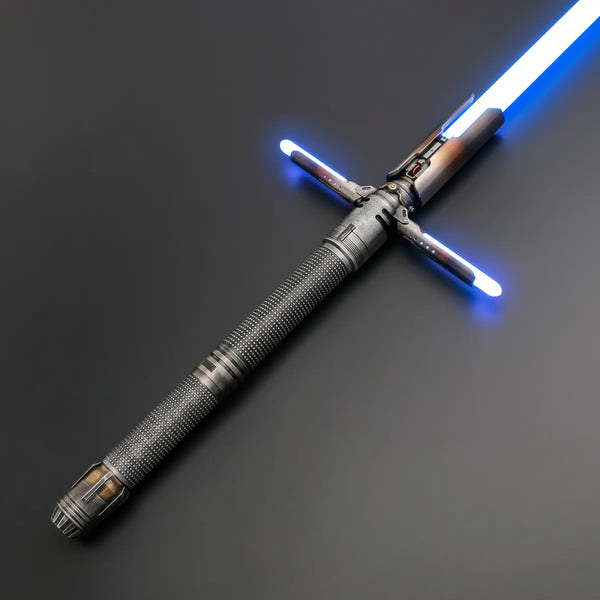 Light saber with blue blade on a dark background